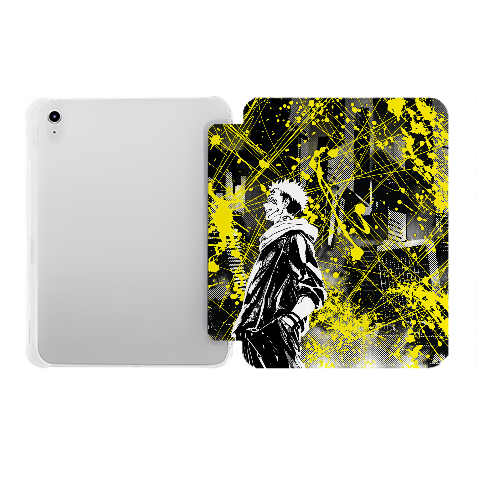 （画像用） 呪術廻戦 Jujutsu Kaisen IPad ケース ペン収納付き 三つ折りスタンド PUレザー×シリコン 対応機種9.5/10.5/10.9インチ